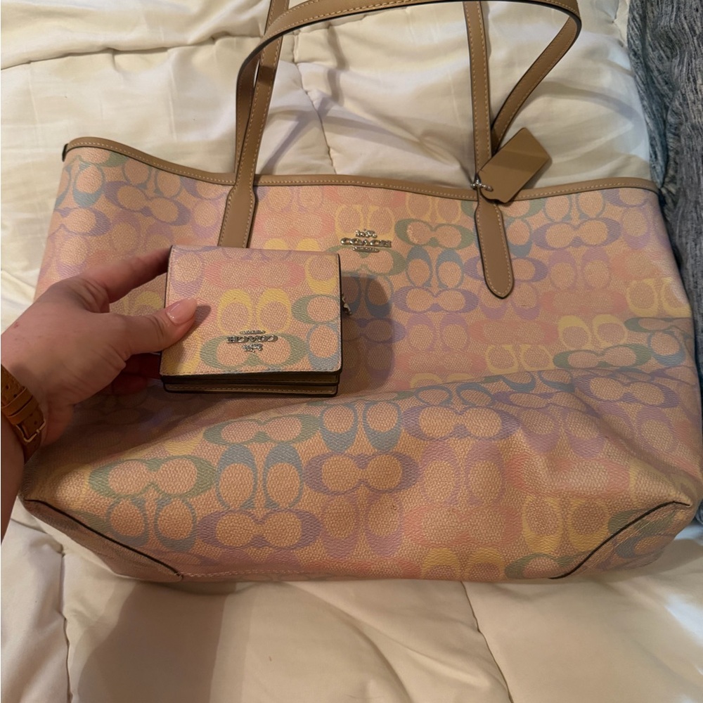 Coach Pastel Signature Tote and Wallet